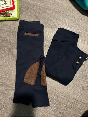 Janie and Jack Navy Leggings 2 pack - equestrian rider pants and button bottoms
